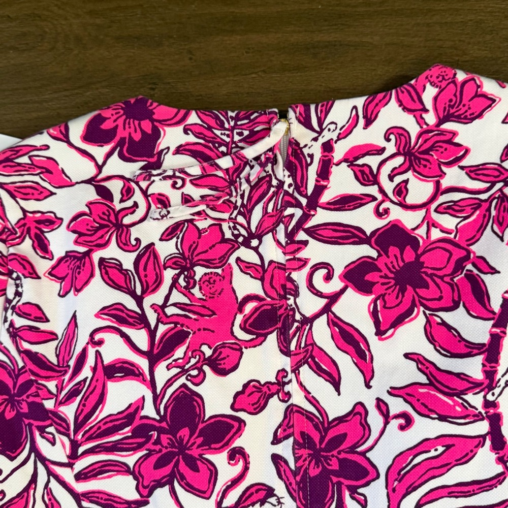 Lilly Pulitzer Isla Short Sleeve Shift Dress Elderflower Blossom Pink Purple 4 - Picture 9 of 10